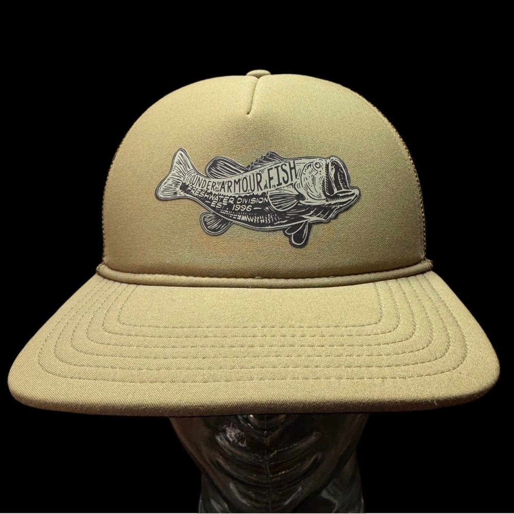 2/$15🛍️ Under Armour Fish Mesh Back Baseball Cap Tan Hat